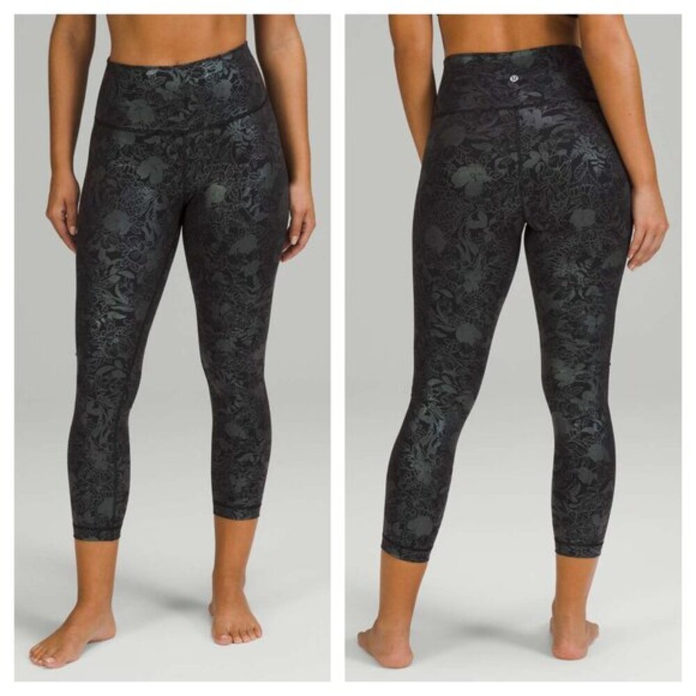 Lululemon Wunder Under High-Rise Crop 23" *Shine Sz 6 Logo Flourish Black